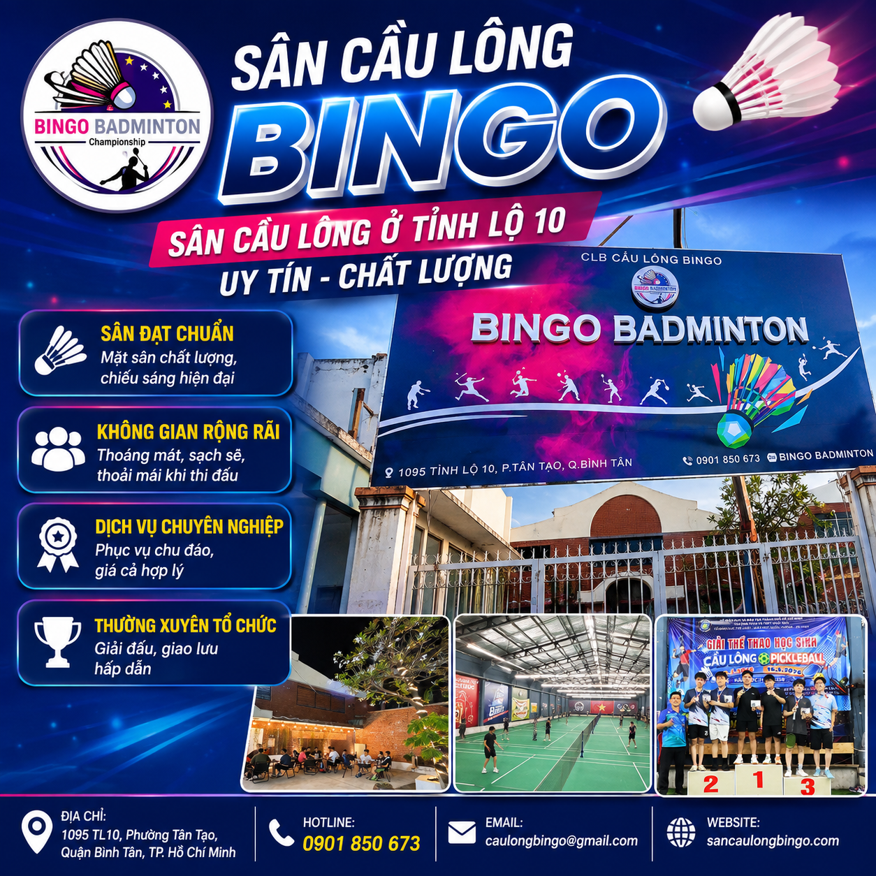 thuê sân cầu lông ở Tỉnh Lộ 10